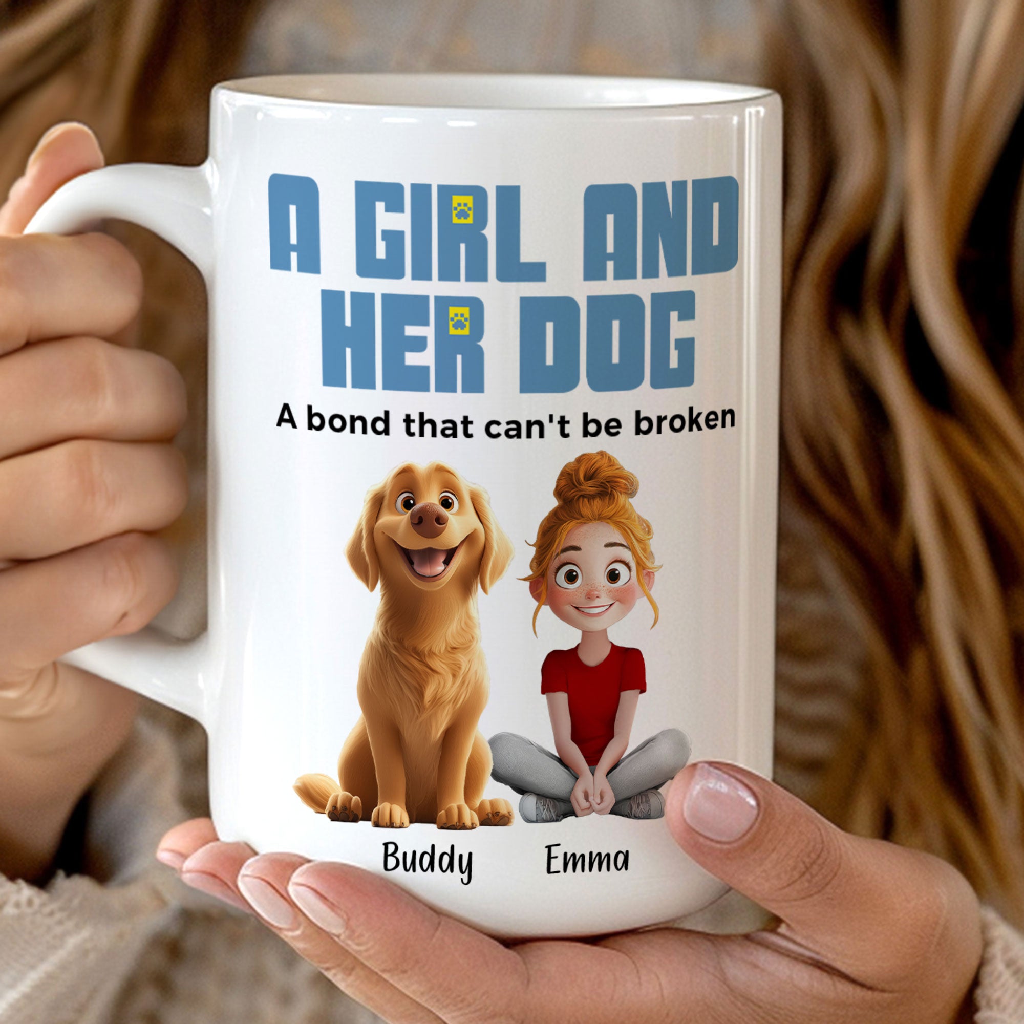 A Girl & Her Dogs Has Unbreakable Bond - Personalized Mug - Gift For Daughter