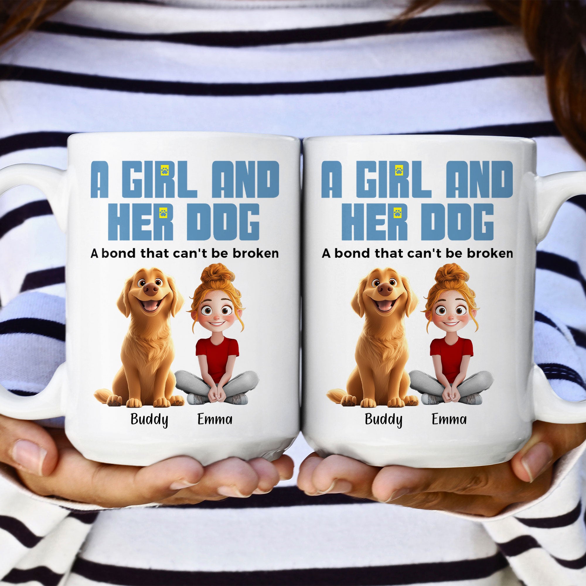 A Girl & Her Dogs Has Unbreakable Bond - Personalized Mug - Gift For Daughter