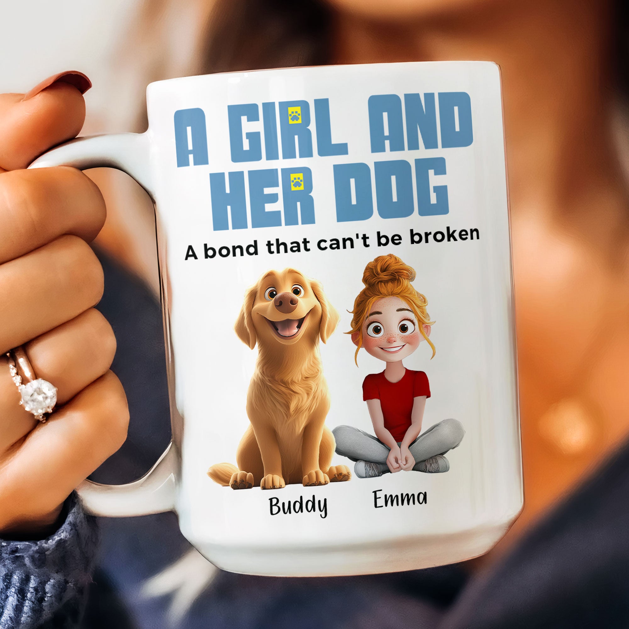 A Girl & Her Dogs Has Unbreakable Bond - Personalized Mug - Gift For Daughter