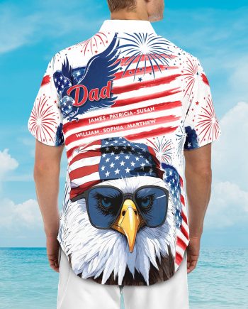 American Dad Grandpa Papa Patriotic - Personalized Back Printed Hawaiian Shirt