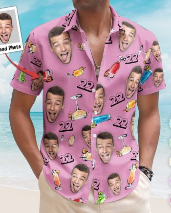 Birthday Party Drinks Custom Face Funny Birthday Gift- Custom Photo Hawaiian Shirts