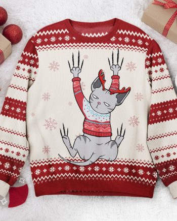 Cat Lovers Meowy Christmas - Personalized Ugly Sweater