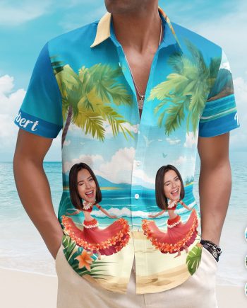 Custom Funny Face Hula Dancing Gift For Men Women - Custom Photo Hawaiian Shirts