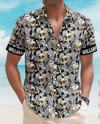 Custom Name With Magic Poisonous Mushroom And Skull - Custom Hawaiian Shirts