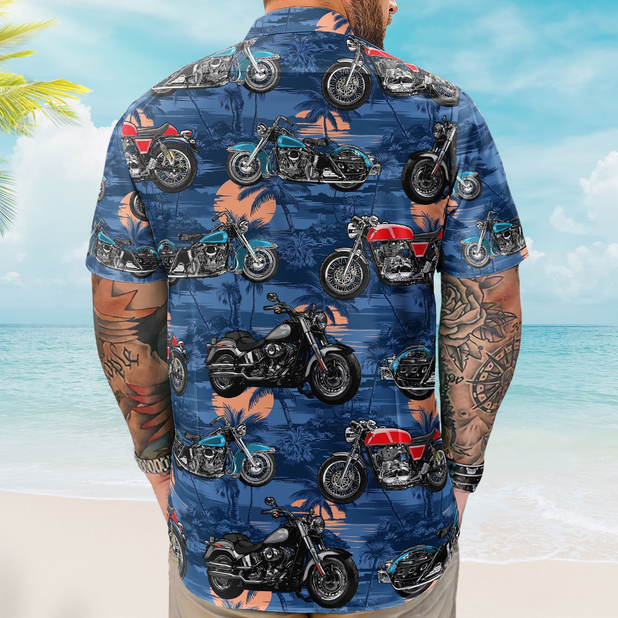 Custom Vintage Bikes Photo Motorbicycles For Bikers, Men, Husband - Custom Photo Hawaiian Shirt