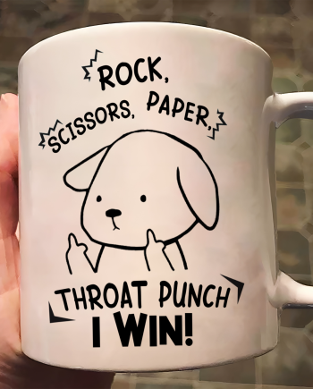 Funny Mug - Rock Paper Scissors Throat Punch I Win - Fun Gifts For Coworker, Friends, Boss - Personalized Mug