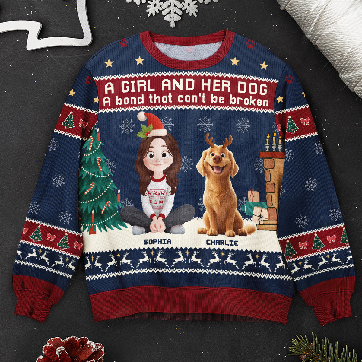 Girl And Her Dog - Bond That Can't Be Broken - Personalized Ugly Sweater