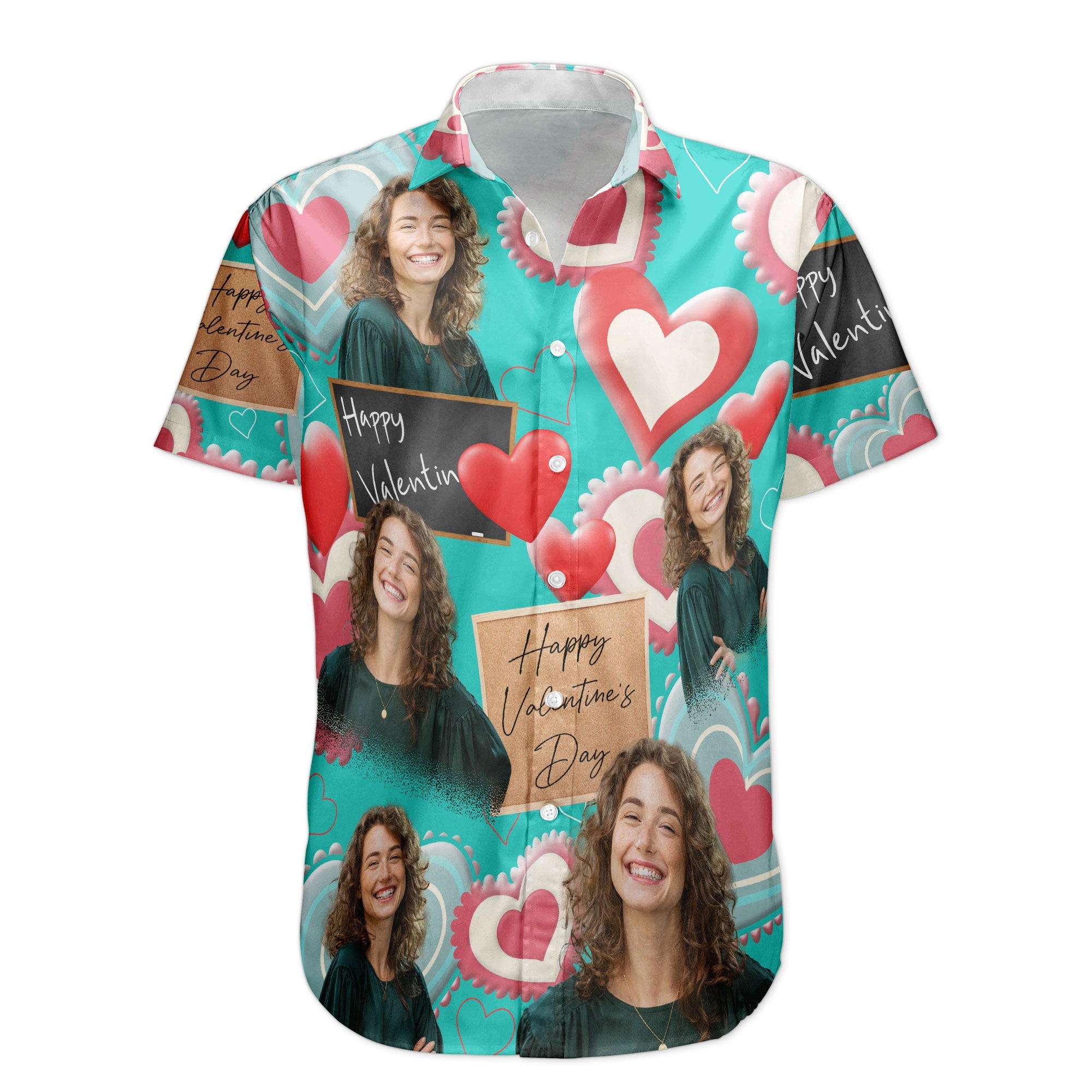 Happy Valentine's Day - Personalized Photo Hawaiian Shirt