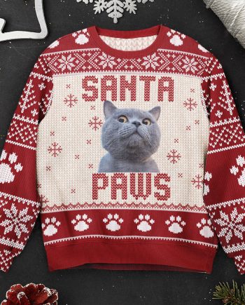 I Believe In Santa Paws - Personalized Photo Ugly Christmas Sweater