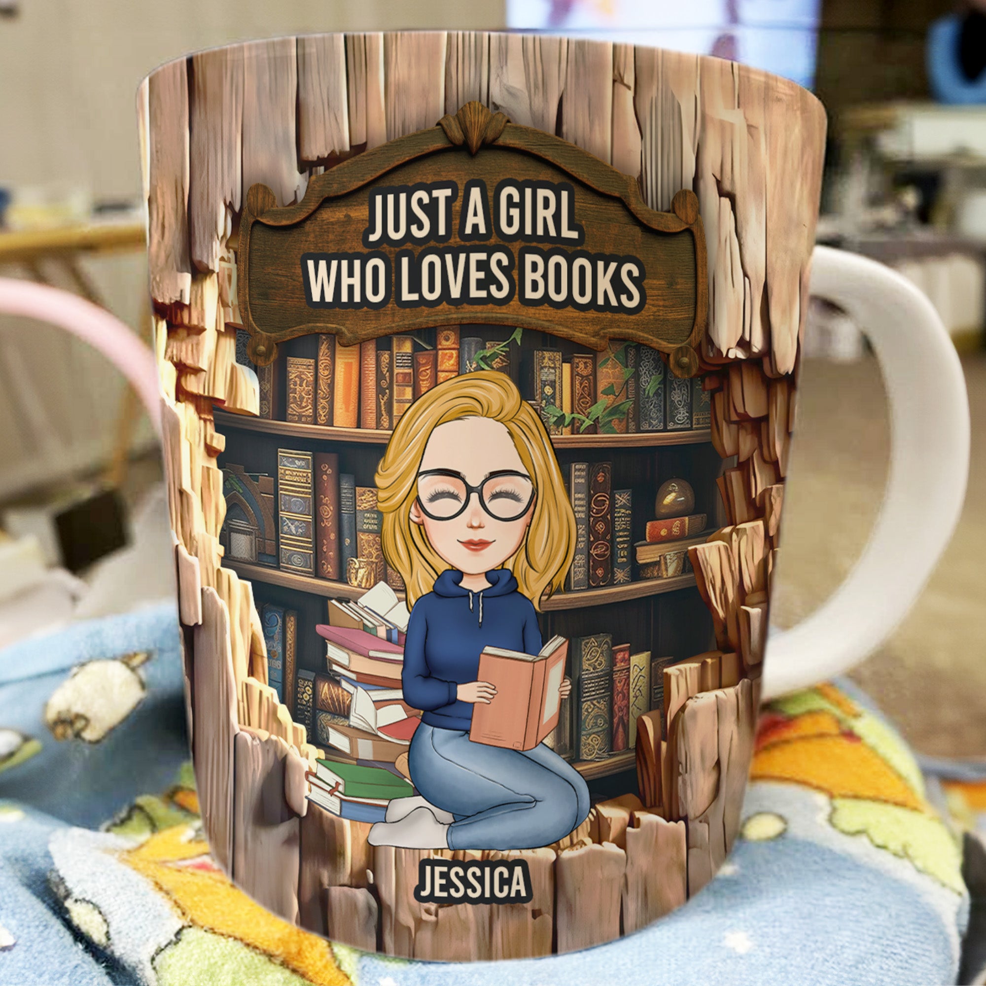 Just A Girl Who Loves Books - Personalized Mug - Gift For Daughter