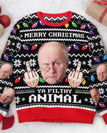Merry Christmas Ya Filthy Animal Custom Face - Personalized Photo Ugly Sweater