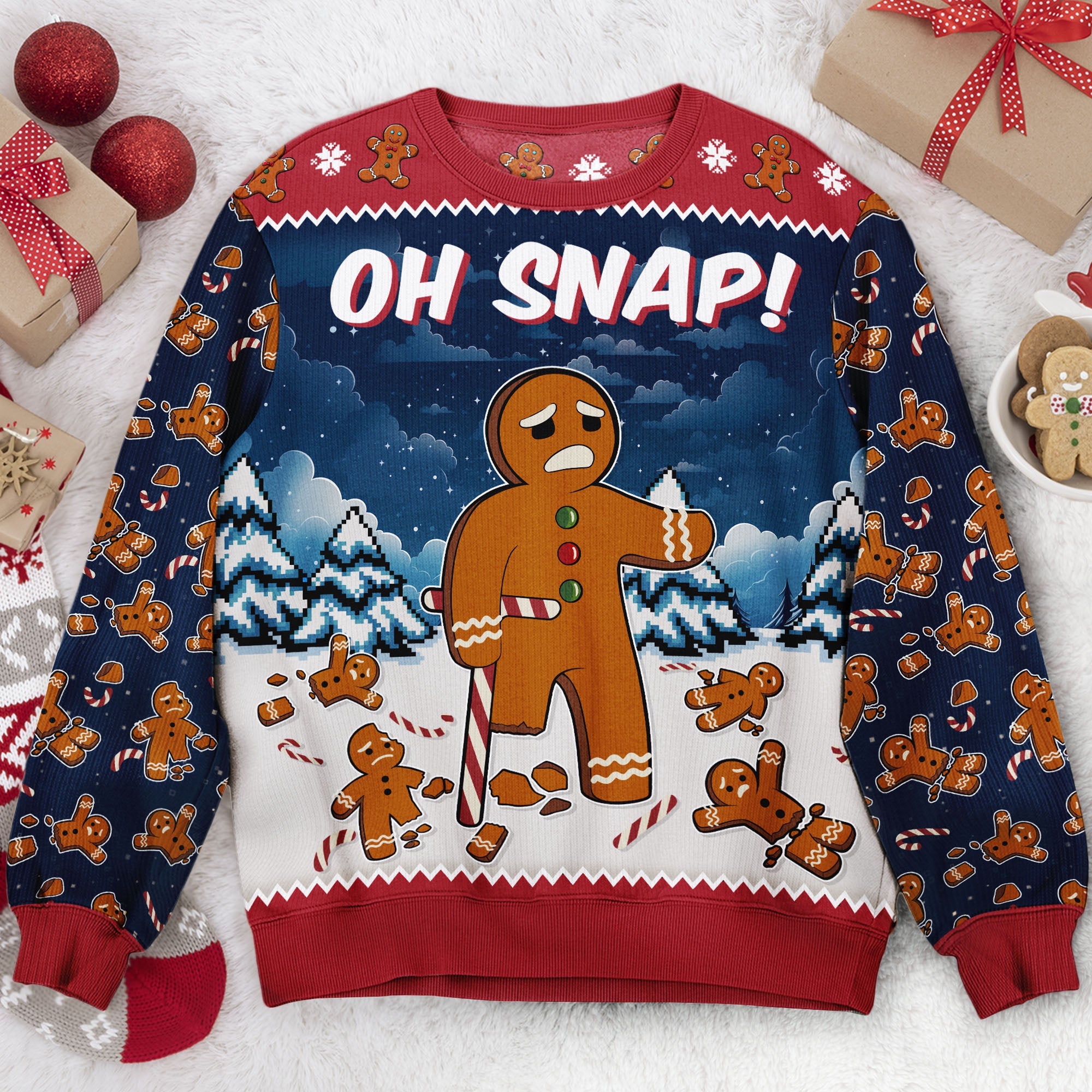 Oh Snap Gingerbread Funny For Men, Women - Personalized Ugly Sweater