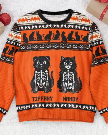 Pumpkins Cats Dogs Skeleton Halloween Fall Witch - Personalized Halloween Sweater