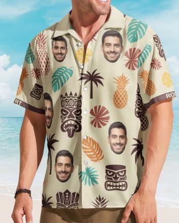 Tiki Pineapple Vintage Summer Aloha Shirts Custom Face - Custom Photo Hawaiian Shirts