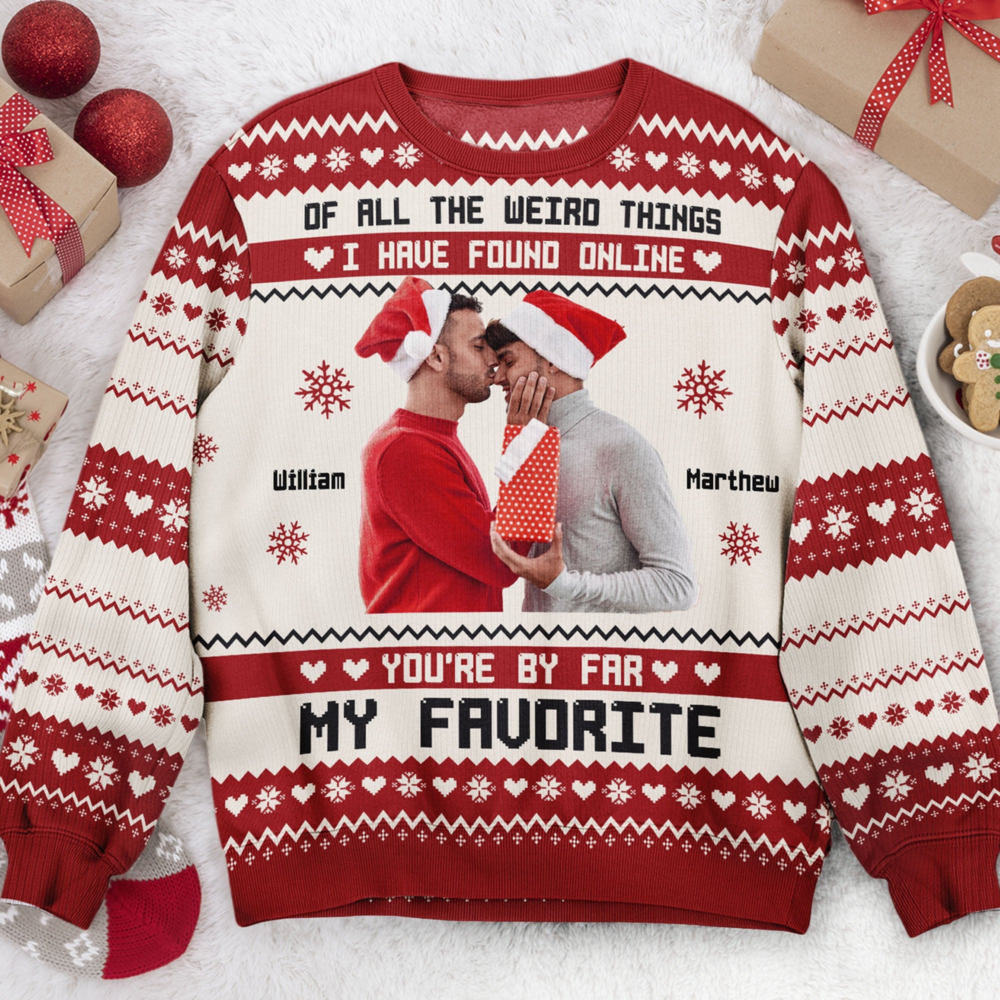 You're By Far My Favorite I Found Online - Personalized Photo Ugly Sweater